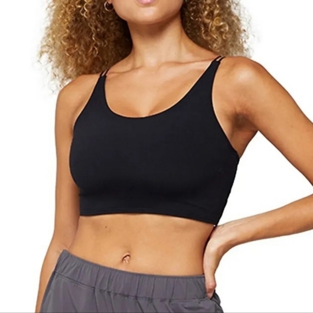Fourlaps Poise Longline Bra Black L Large Athletic Athleisure Gym Soft NWT
